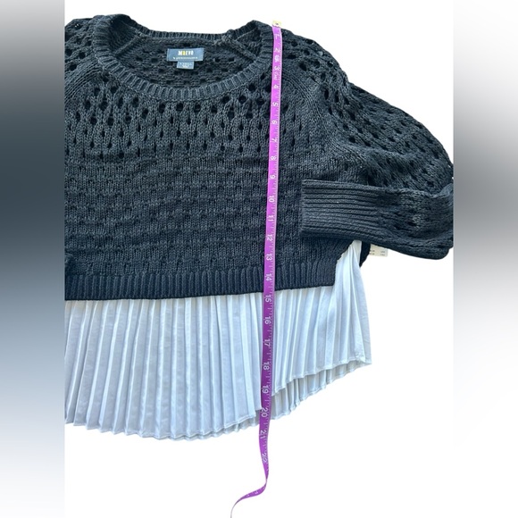 Anthropologie Open Knit Crochet Peplum Black and White Layered Sweater XS NWT - Picture 7 of 10